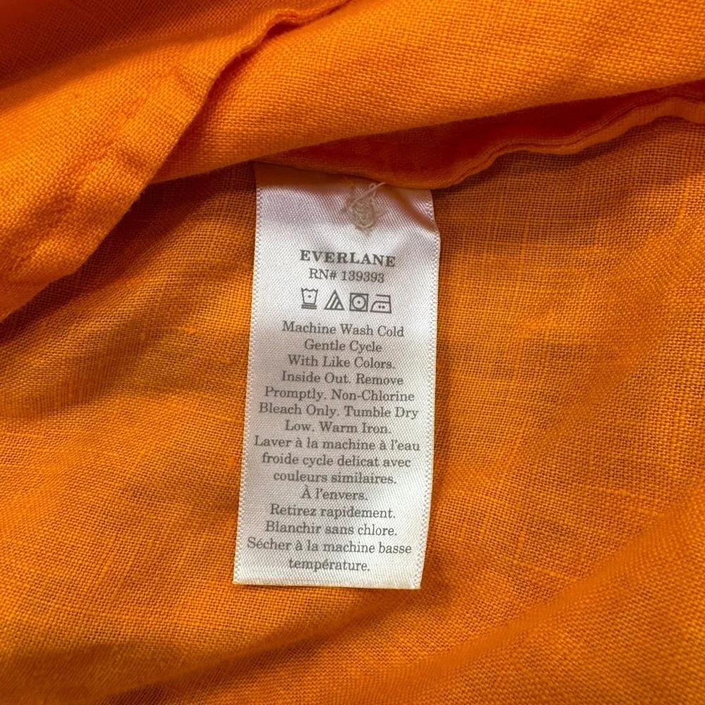 EVERLANE Linen Workwear Dress in Turmeric Orange Size XS NWT